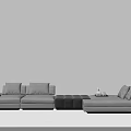 Modern Sectional Sofa With Modular Design Neutral Upholstery And Decorative Pillows 3d model