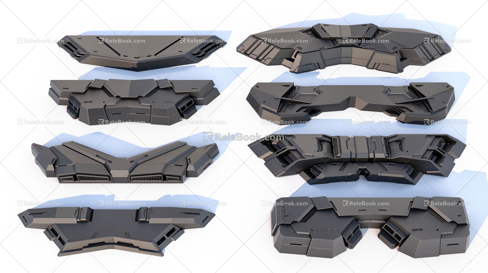 sci-fi mechanical parts hard surface combination 3d model