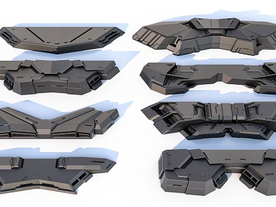 Industrial Equipment Mechanical Components With Various Structured Black Metal Geometric Parts 3d model