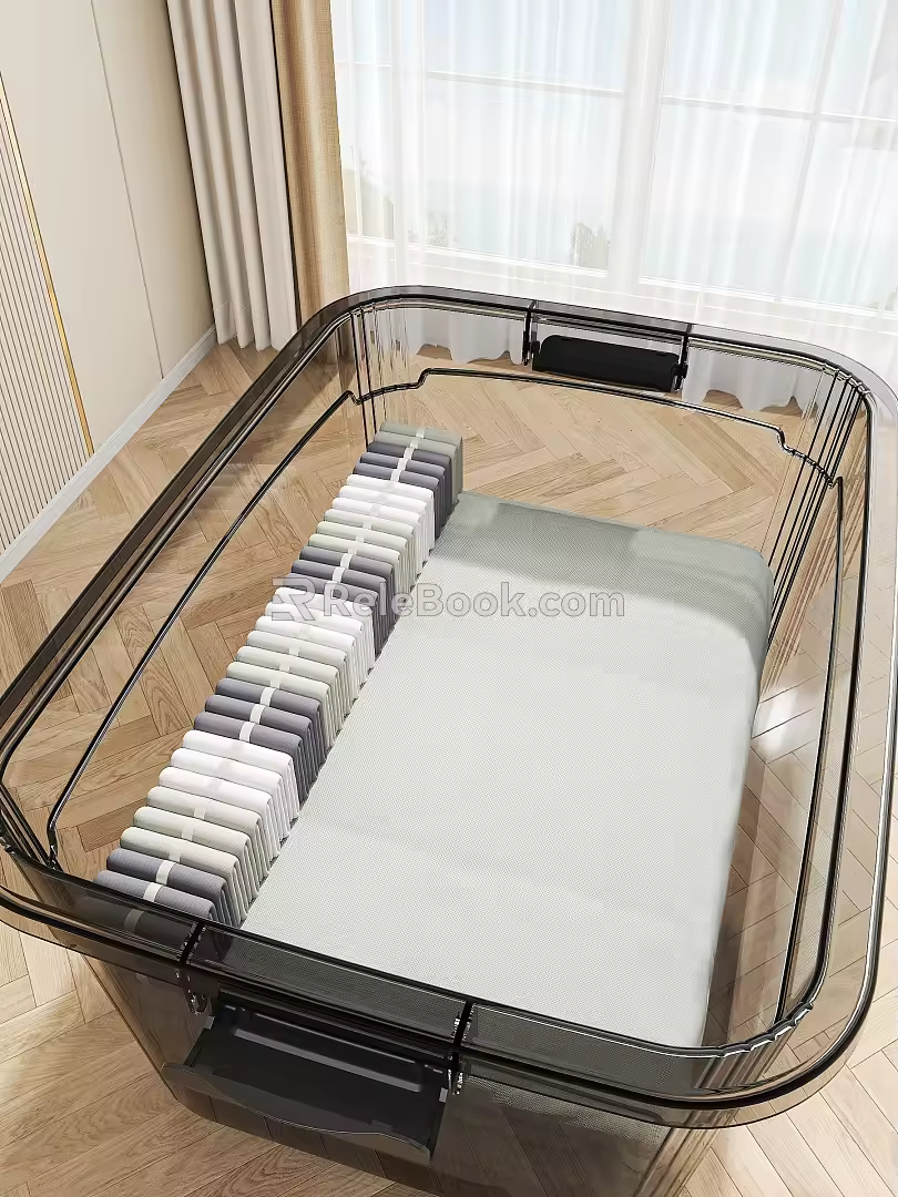 Transparent Storage Box Folding Quilt Folding Clothes Floor Screen Window 3d model