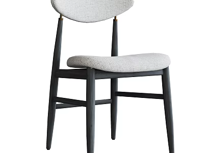 Modern Minimalist Dining Chair With Light Gray Upholstered Seat And Black Wooden Frame 3d model