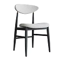 Modern Minimalist Dining Chair With Light Gray Upholstered Seat And Black Wooden Frame