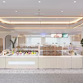 Modern Dessert Shop Interior With Display Shelves Counter And Lighting Fixtures