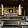 Ancient Architecture Interior With Golden Carved Doors Imperial Throne And Stone Steps