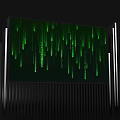 Tech Savvy Check in Display System Featuring Green Digital Rain And Silver Strips