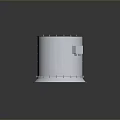 Silver Cylindrical Ventilation Device With Mesh Panel And Metal Bracket On Smooth Surface 3d model