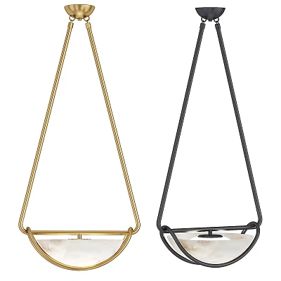Modern Gold And Black Pendant Lights With Geometric Metal Frame And Glass Shade 3d model
