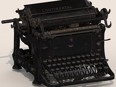Vintage Continental Black Retro Mechanical Typewriter With Classic Design And Keys 3d model