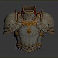 Medieval Metal Armor With Gold Decoration And Red Tassels Chest Plate Design