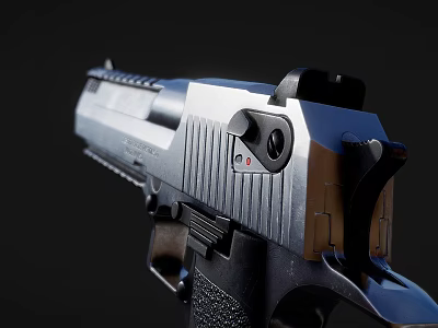 Sleek Modern Tactical Pistol Featuring Metallic Finish Textured Grip And Sight 3d model
