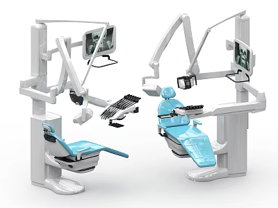 Professional Dental Medical Equipment With Treatment Chair Monitor And Instrument Arm 3d model