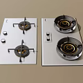 Modern Kitchen Gas Stoves With Double Burners And Control Knobs 3d model