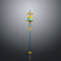 Ornate Magic Staff With Blue Green Orb And Gold Decorative Details