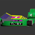 Green Circular Toy Spaceship Model Featuring Yellow Top And Colorful Parts