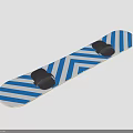 Stylish Snowboard With Blue And White Zigzag Stripes And Black Bindings