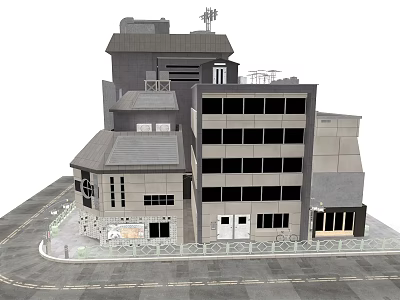 Modern Multi Storey Building Model With Geometric Facades Windows And Roof Elements 3d model