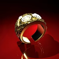 Elegant Gold Ring With Intricate Carvings And Sparkling White Gemstones Design