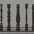 Elegant Black Railings With Various Ornate Carved Designs For Staircase And Balcony Use