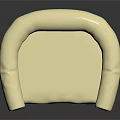 Modern Beige Fabric Accent Chair With Curved Armrests And Wooden Legs