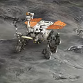 Mars Rover On Martian Surface With Solar Panels And Mechanical Arm