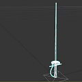 Slender Metal Weapon With Long Shaft And Sturdy Base Mounting Device 3d model