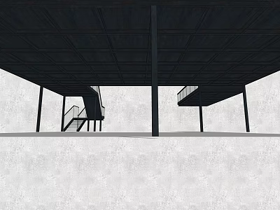 Industrial Metal Structure With Support Columns Stairs And Concrete Floor 3d model