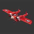 Red Toy Biplane Detailed Design With Double Wings Propellers And Classic Markings