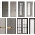 Modern Hinged Doors Featuring Various Styles Glass Panels And Solid Designs 3d model