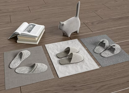 Bathroom Slippers Floor Mat 3d model