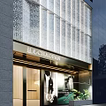 Modern CHAOBAO Storefront With Glass Door Illuminated Lighting Perforated Facade And Mannequin