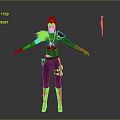 Fantasy Female Warrior in Detailed Armor with Feathered Shoulder Decoration and Sword Weapon
