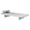 Modern Beige Sofa Bench With Fabric Cushion Wooden Frame And Round Decorative Pillows