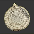 Ancient Circular Stone Sculpture With Radial Patterns And Detailed Carved Edges