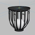 Modern Floor Lamp With Black Metal Striped Frame And Glowing White Sphere Light