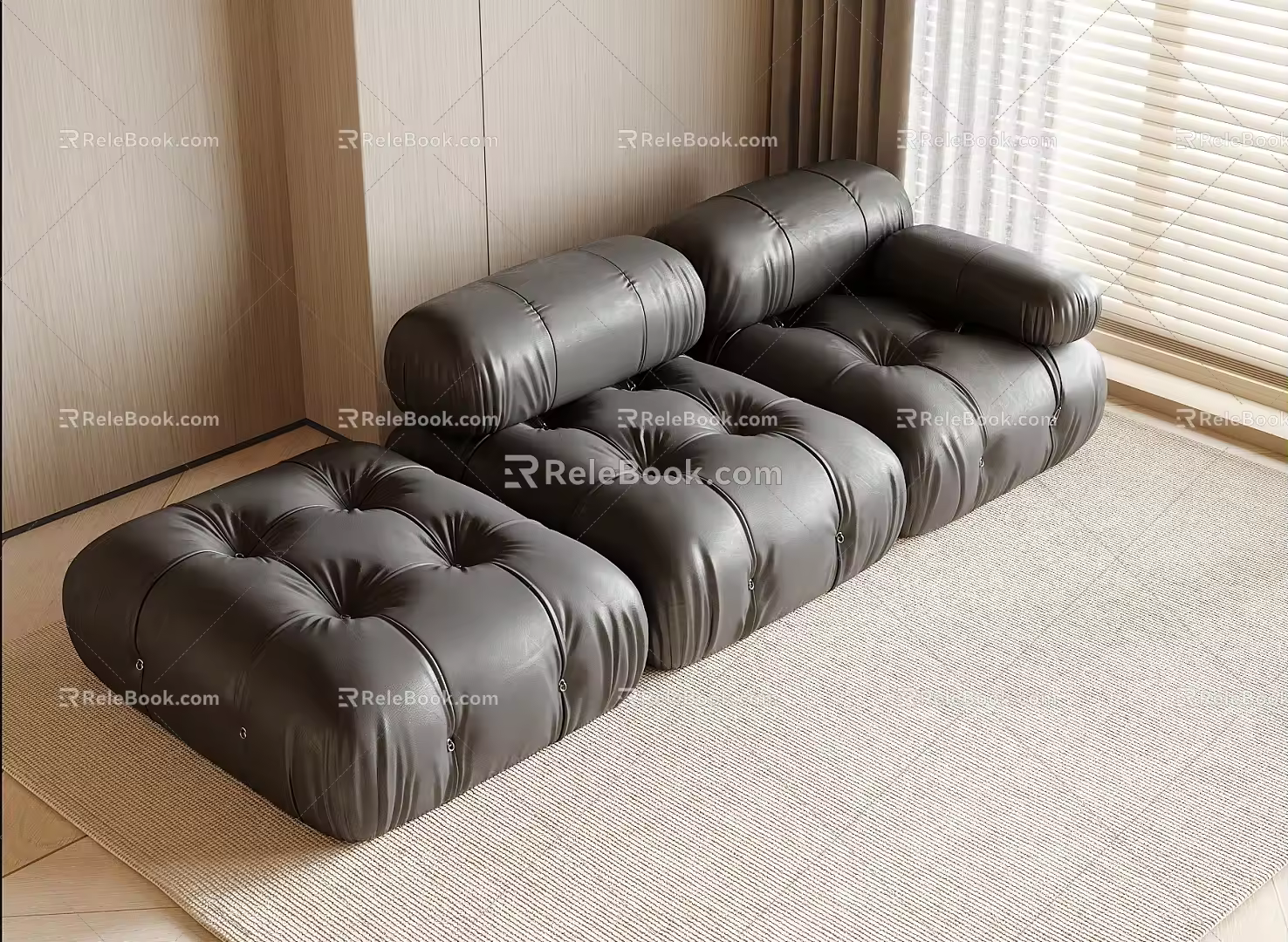 Modern Multiplayer Sofa Leather Sofa Bread Sofa 3d model