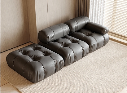 Modern Multiplayer Sofa Leather Sofa Bread Sofa 3d model