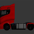 Red Scania Truck Model With Shiny Exterior Yellow Headlights And Black Wheels