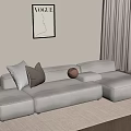Modern Living Room With Beige L shaped Sofa Decorative Pillows And VOGUE Poster