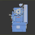 Blue Industrial Lathe Machine With Control Panel And Metal Components 3d model