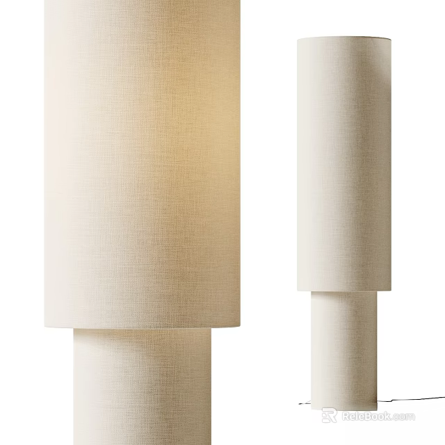Minimalist Floor Lamp With Beige Fabric Shade And Simple Design For Interior Decor” 3d model 