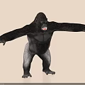 Gorilla 3D Model In Standing Pose With Outstretched Arms On Light Background 3d model