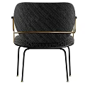 Modern Office Chair with Black Woven Texture Gold Armrests and Black Metal Legs