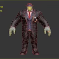 Game Movie Character In Striped Blue Suit With Red Tie And Gold Pocket Watch Chain