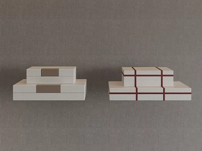 Jewelry Display With Multi Layered Stands Brown Rectangular And Red Cross Accents On Gray Fabric 3d model