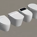Four Modern White Smart Toilets With Digital Display And Sleek Design Features