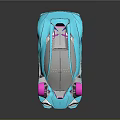 Blue Futuristic Concept Sports Car With Pink Rims And Sleek Aerodynamic Body