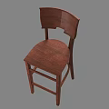 Solid Wooden Bar Stool With Simple Backrest And Sturdy Leg Structure Design 3d model