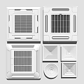 Different Styles Of Air Conditioner Vents With Grille Patterns And Square Designs