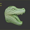 Lifelike Stone Crocodile Head Sculpture Displaying Open Mouth Sharp Teeth And Intricate Carvings