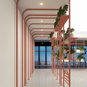 Modern Plant Corridor Aisle Landscape Wall Office Screen Partition Turtle Leaf Green Tropical Potted Lianas Nordic Plant Rack 3d model